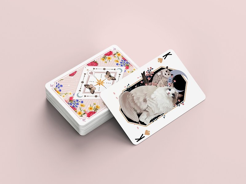 Cat Illustration PVC Playing Card - บอร์ดเกม - พลาสติก สึชมพู