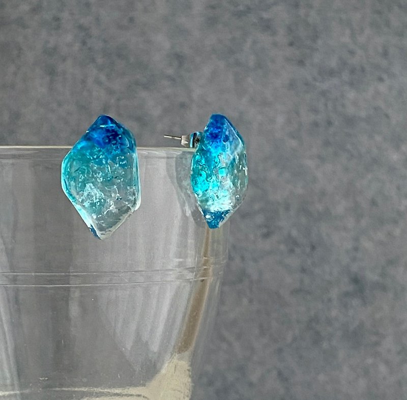 Fragments of the Sea Cobalt Blue Earrings/Earrings - Earrings & Clip-ons - Resin Blue