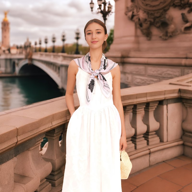 左岸花園大方巾絲巾90厘米 Jardin Des Fontaines - 絲巾 - 聚酯纖維 粉紅色