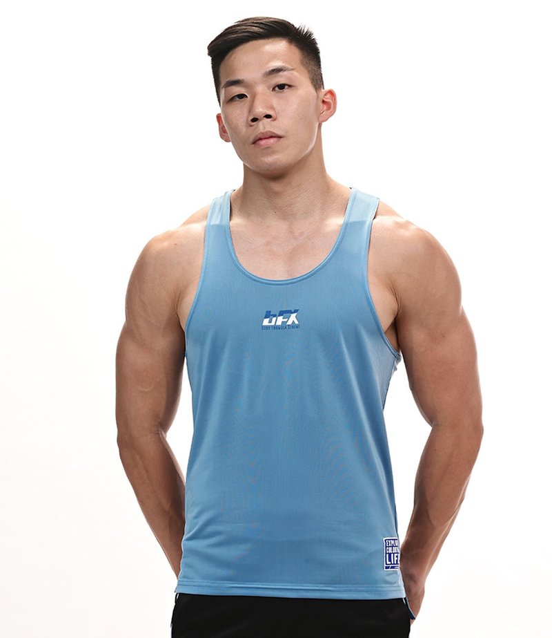 X-stretch - Self Style Tank Top - Grey Blue - เสื้อกั๊กผู้ชาย - เส้นใยสังเคราะห์ สีน้ำเงิน