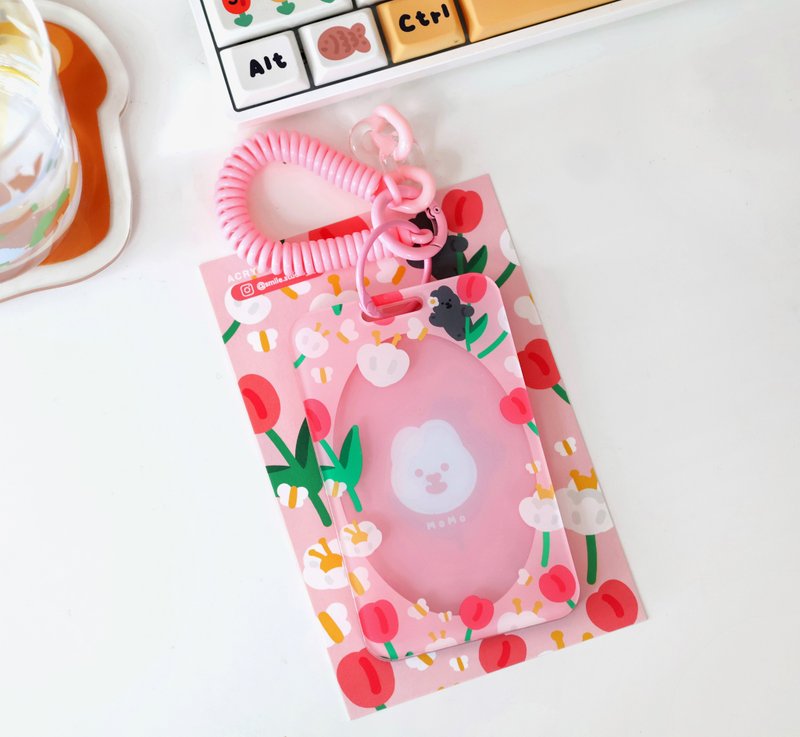 MoMo Rabbit in Spring Card Holder - ที่ใส่บัตรคล้องคอ - พลาสติก สึชมพู