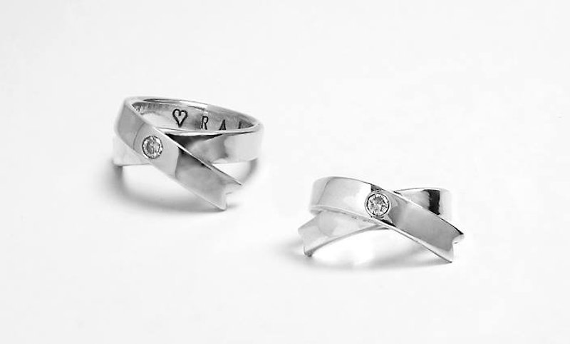リボンダイヤモンドリング結婚指輪結婚指輪カスタムDIY925シルバー