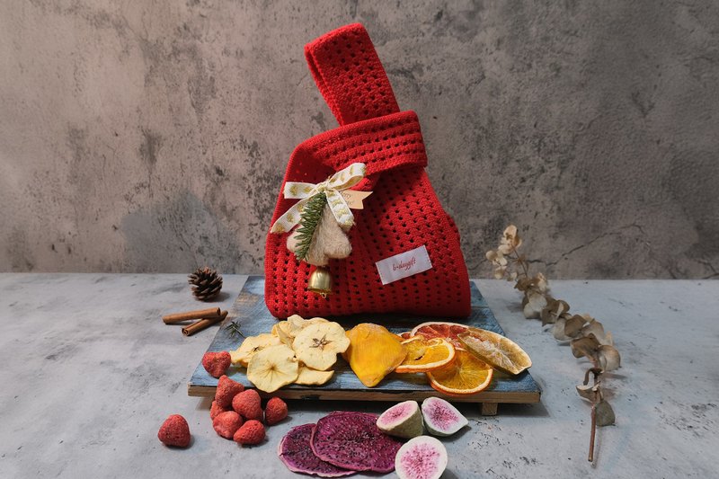 [Heguo] Red Christmas tree bell style comprehensive dried fruit knitted bag - Dried Fruits - Cotton & Hemp 