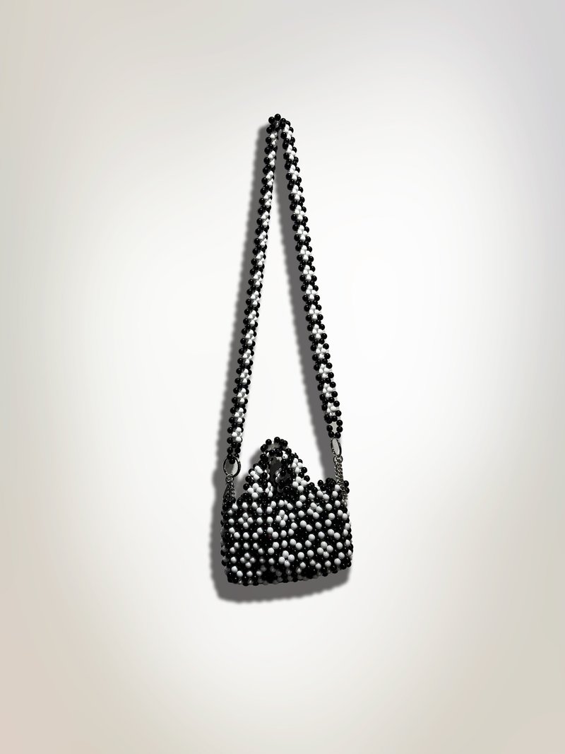 彩色 /黑白 花花圖案串珠迷你包 連手機掛繩 - 側背包/斜背包 - 塑膠 多色