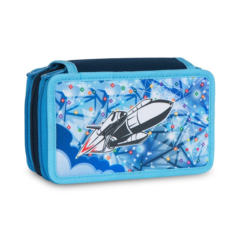 Tiger Family小貴族多功能雙層創意文具袋-夢想火箭 - 筆盒/筆袋 - 防水材質 藍色