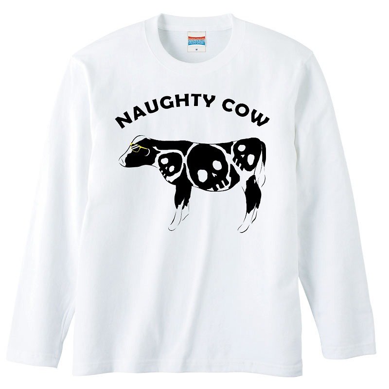 ロングスリーブTシャツ / Naughty cow - 男 T 恤 - 棉．麻 白色