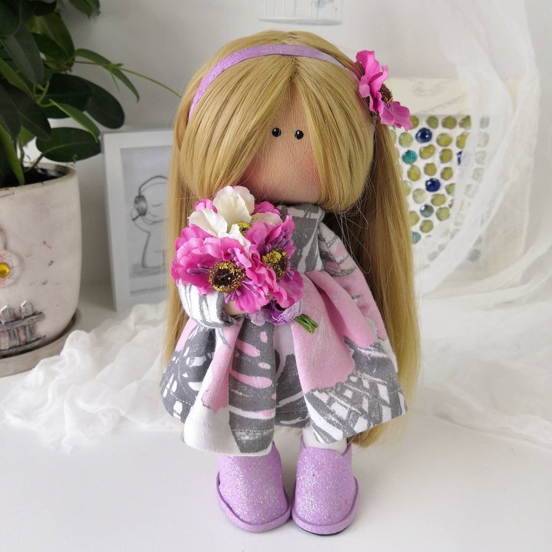 Handmade rag doll. Tilda doll. Interior doll. Decorative doll birthday gift - 公仔/玩偶 - 棉．麻 