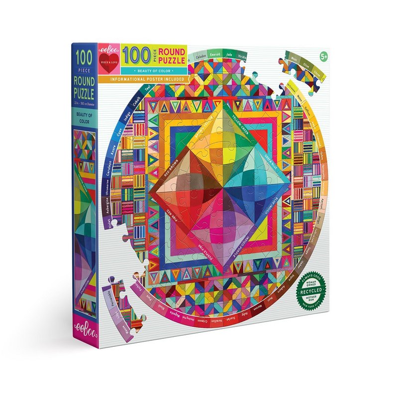 eeBoo 100片圓拼圖 - Beauty of Color 100 Piece Round 色彩之美 - 拼圖 - 紙 多色
