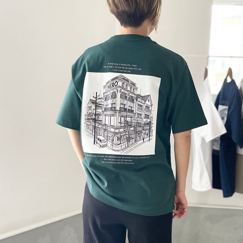 【2024新作】USAコットン バックプリントTシャツ ユニセックス 5色展開 【グリーン】 - T 恤 - 棉．麻 綠色