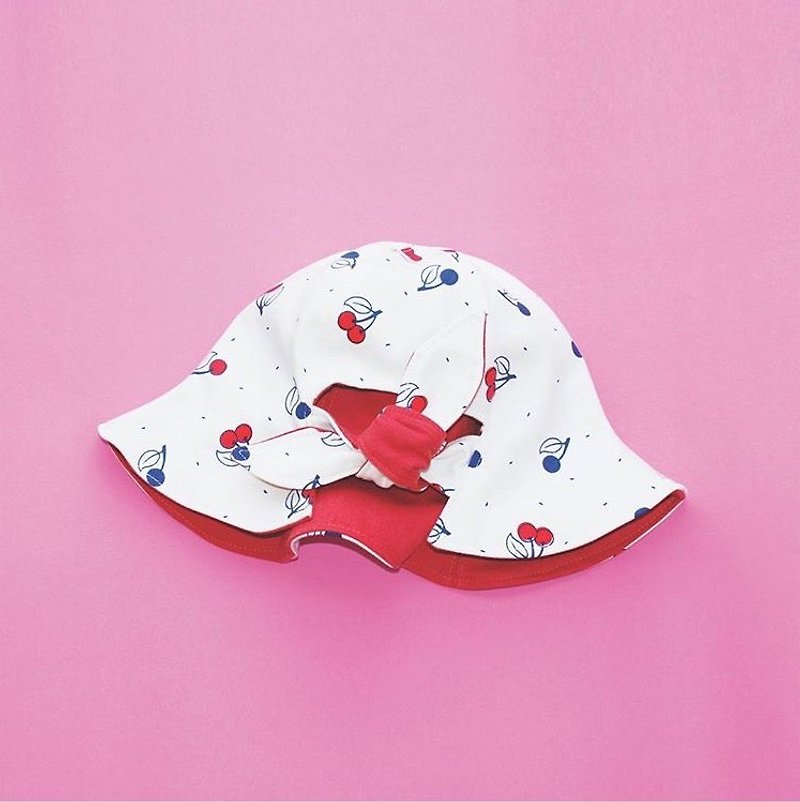 cherry Bow hat - หมวก - ผ้าฝ้าย/ผ้าลินิน สีแดง