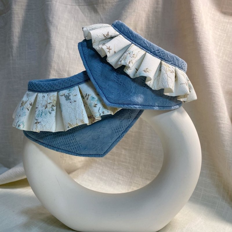 發裁手作。Facai Handmade 寵物領巾 毛孩瑪格領_霧藍花語 - 寵物衣服 - 棉．麻 藍色