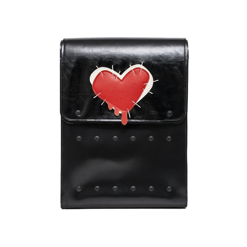 SEWED HEART BIG COW LEATHER BACKPACK