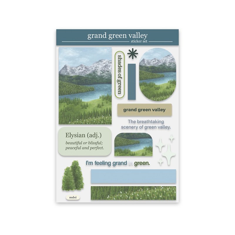 grand green valley - sticker set - Stickers - Plastic 