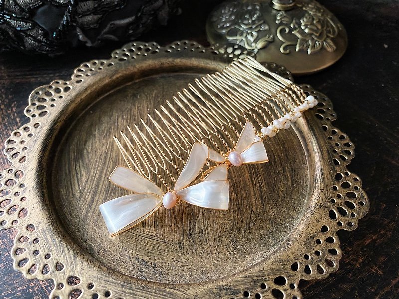Pearl Hair Accessories - Pearlescent Freshwater Pearl Butterfly Hair Accessory - Opal