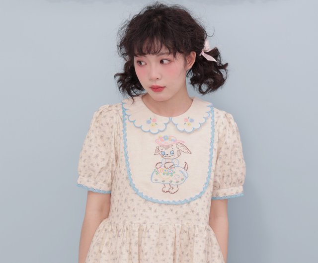 激レア　一点物　ヴィンテージ　フラワー刺繍　スタンドカラーブルゾン　花柄　総柄 セール】ヴィンテージ風フラワーカラー刺繍レースフィット