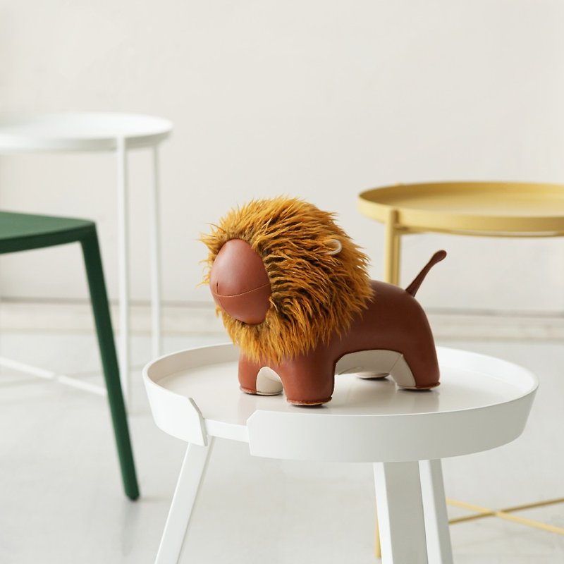 Zuny - Lion Lino - Paperweight / Bookend / Doorstop - Items for Display - Faux Leather Multicolor