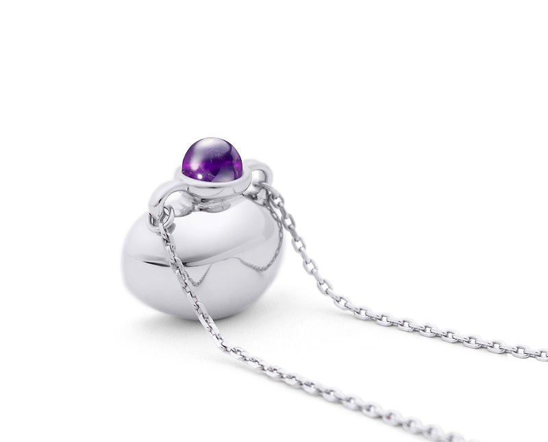 Personalized engraving bottle necklace-Purple Amethyst amphora vessel necklace - สร้อยคอ - เงินแท้ สีม่วง