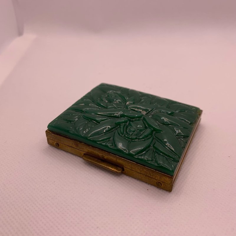 Vintage  仿青玉粉餅盒 - 其他 - 其他金屬 