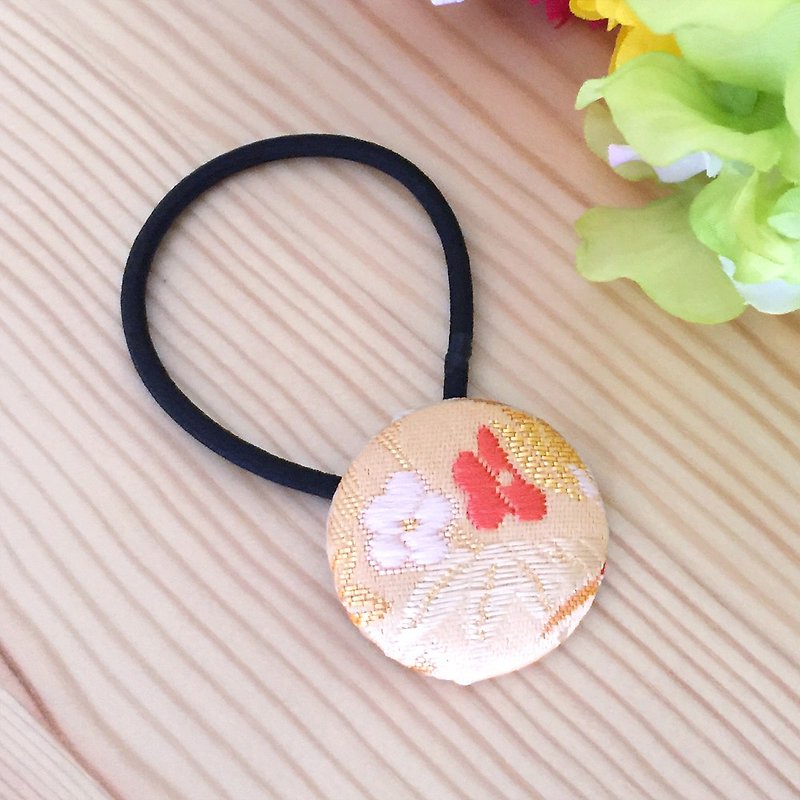 Hair elastic with Japanese Pattern, Kimono (Small) "Brocade" - Hair Accessories - Other Materials Gold