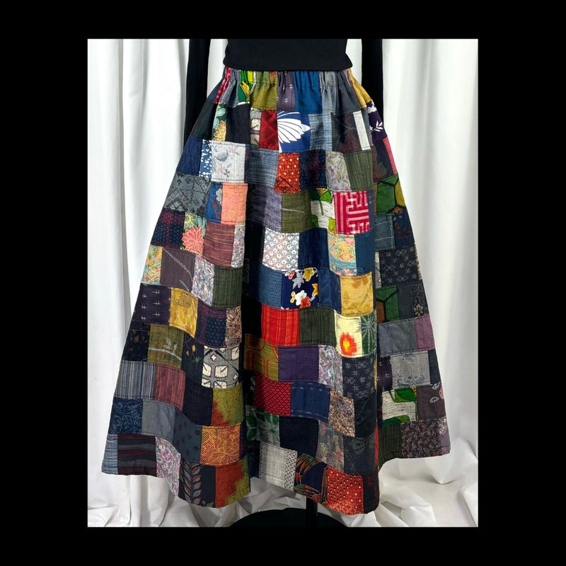 Kimono || patchwork skirt || made-to-order - Skirts - Cotton & Hemp Multicolor