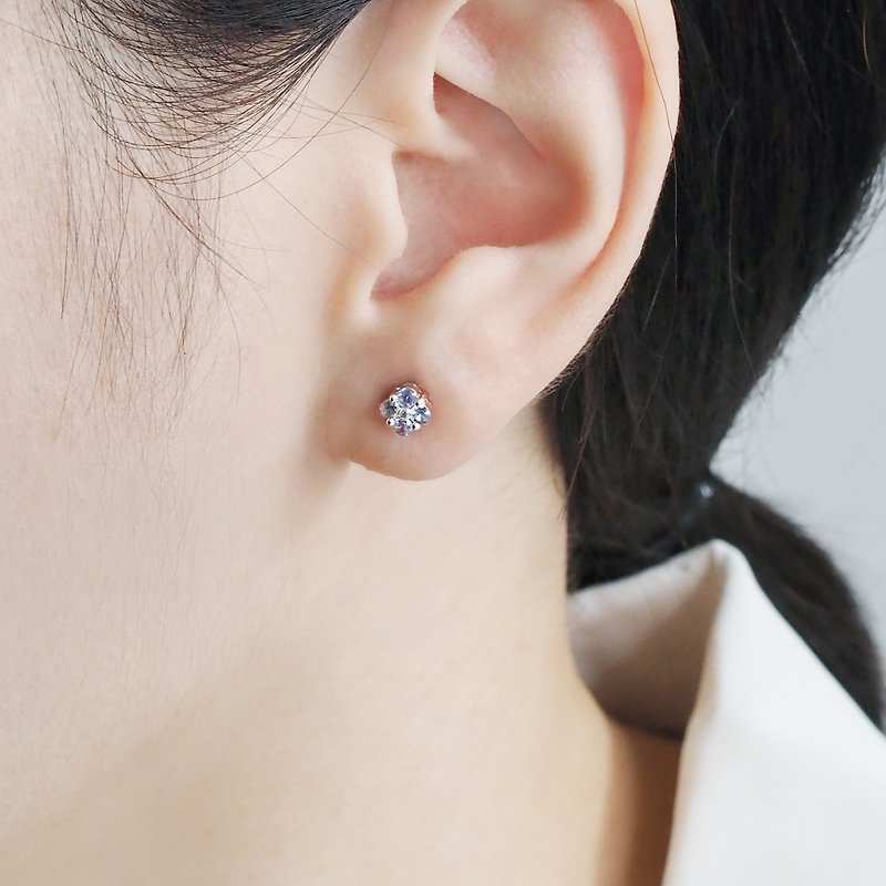 Lilac Lilac Series | Sapphire/pink steel/purple steel/diamond 18K small flower earrings - Earrings & Clip-ons - Gemstone Multicolor