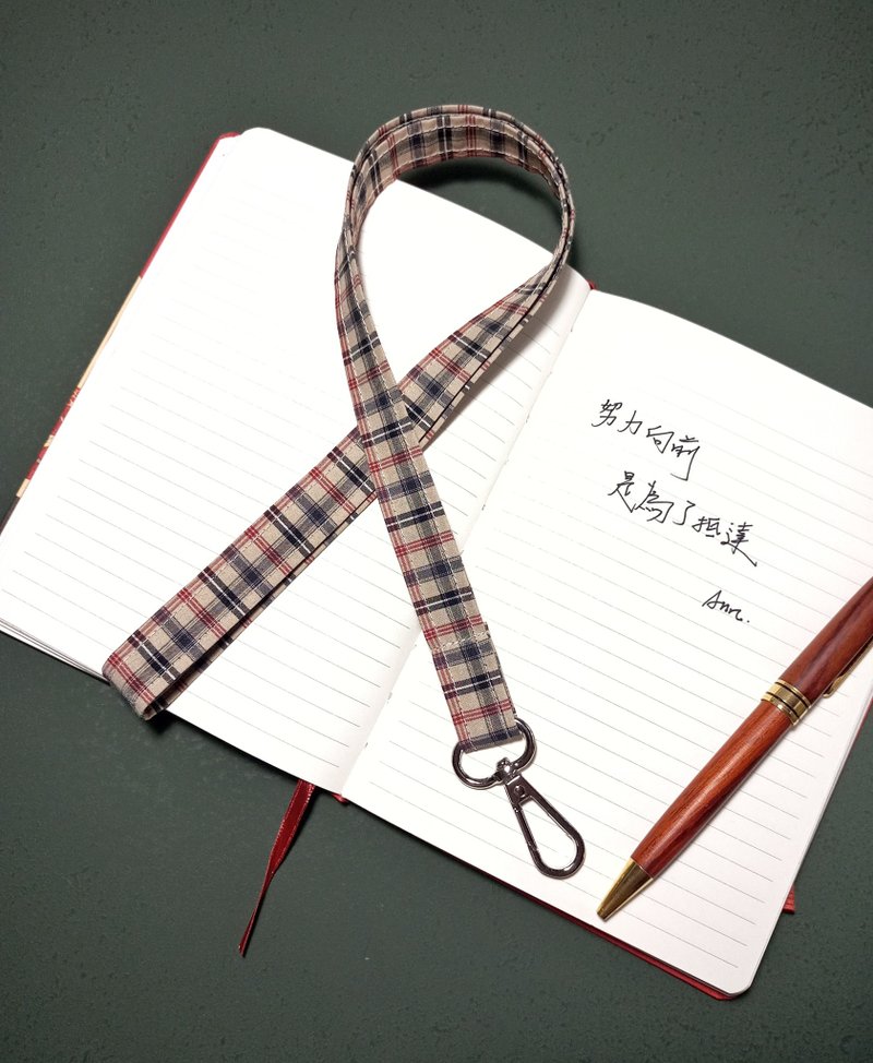 寬版/質感襯衫棉-英倫紳士格紋風/識別證頸掛繩/手機掛繩/證件带 - 手機掛繩/背帶 - 棉．麻 多色