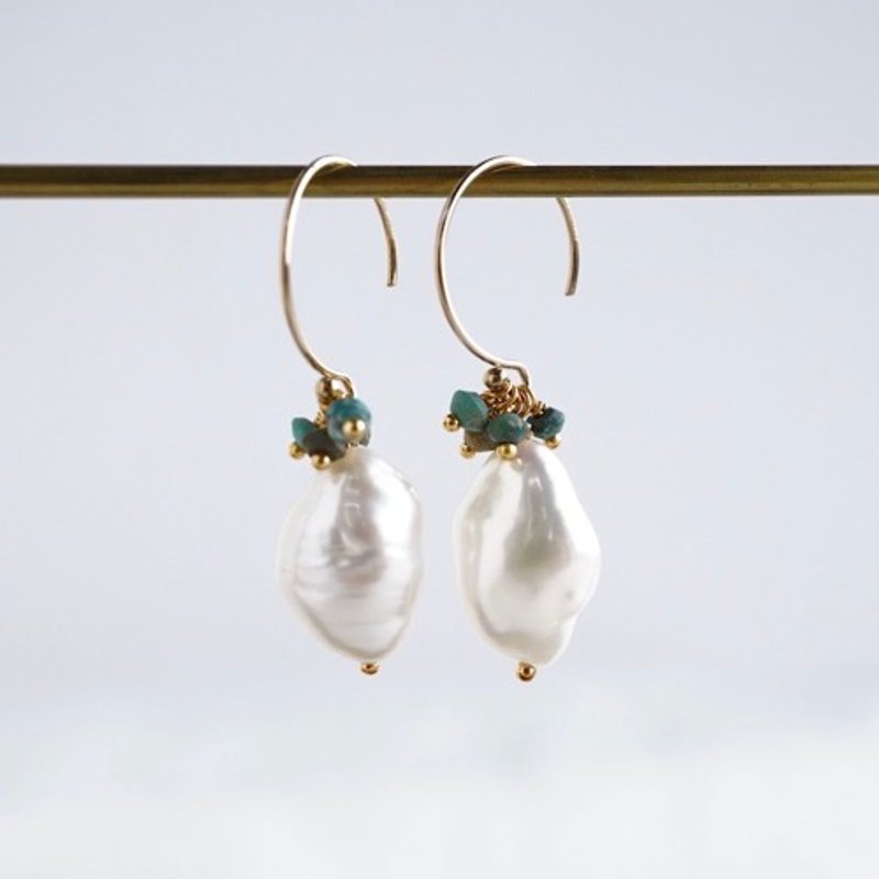 Baroque pearl earrings [OP806] - 耳環/耳夾/耳骨夾 - 寶石 