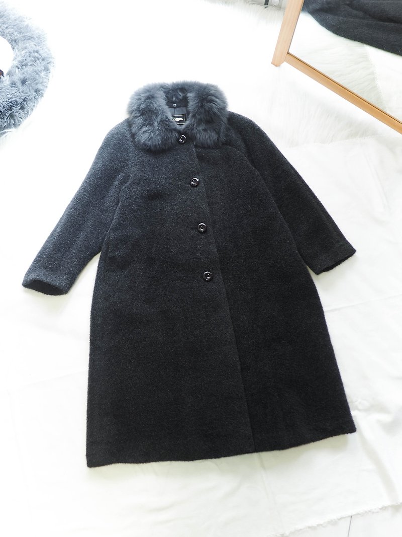 Elegant dark gray mixed umbrella-like elegant girl antique mink collar alpaca coat overcoat - Women's Casual & Functional Jackets - Wool Gray