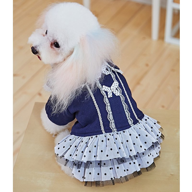 Pet clothes lace collar point skirt (blue) - Clothing & Accessories - Cotton & Hemp Blue