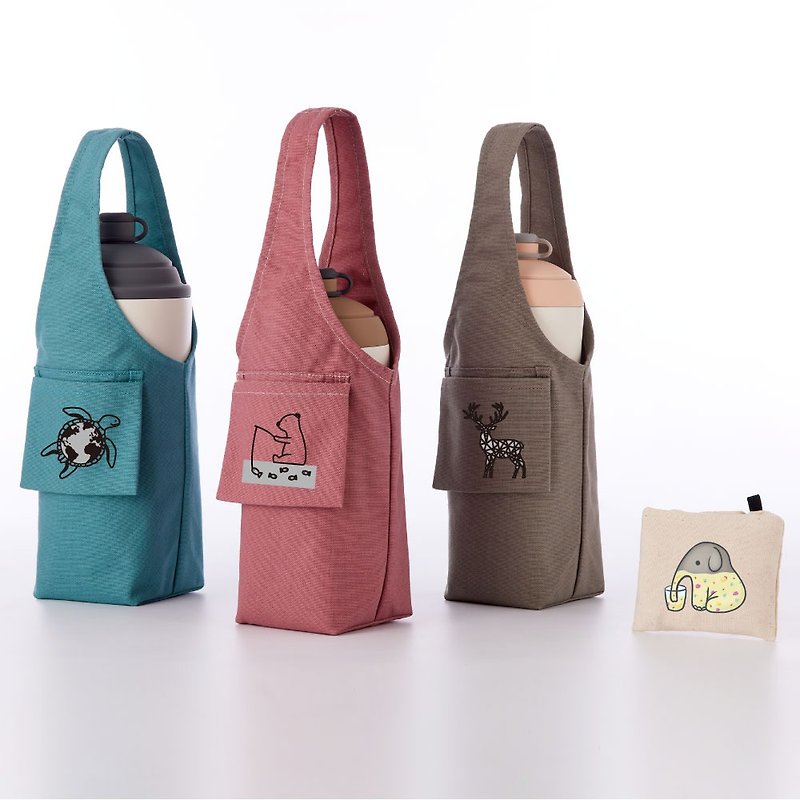 [2-in discount] YCCT environmentally friendly beverage bag covered model - an environmentally friendly cup bag that can hold cups and bottles - ถุงใส่กระติกนำ้ - ผ้าฝ้าย/ผ้าลินิน หลากหลายสี