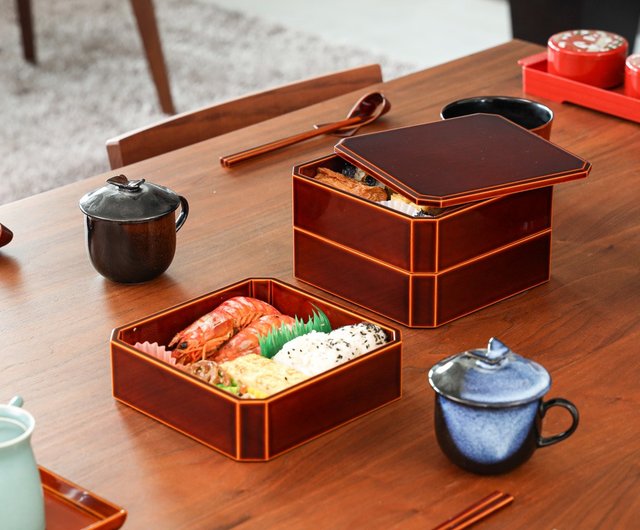 元田漆器　隅丸三段重6号　箱入り 元田漆器 隅丸三段重6号 箱入り ホーム＆キッチン