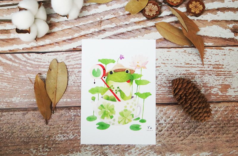 Little frog&#39;s teapot boat postcard