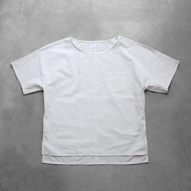Seamless short-sleeved organic cotton cut, unisex size 3 - เสื้อผู้หญิง - ผ้าฝ้าย/ผ้าลินิน ขาว