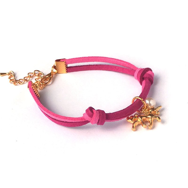 Handmade Simple Stylish Unicorn Bracelets Gold Series–berry pink