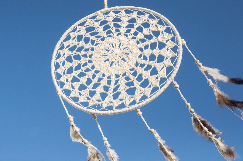 Limited edition Valentine's Day gift Mother's Day gift birthday gift ethnic style boho hand-woven cotton land dream catcher strap dream Cather / handmade lace Dream Catcher - lace white 28cm - Items for Display - Cotton & Hemp White