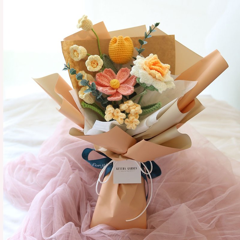 G73 youthful never-ending knitted bouquet/hand-knitted flower graduation bouquet - Dried Flowers & Bouquets - Cotton & Hemp 