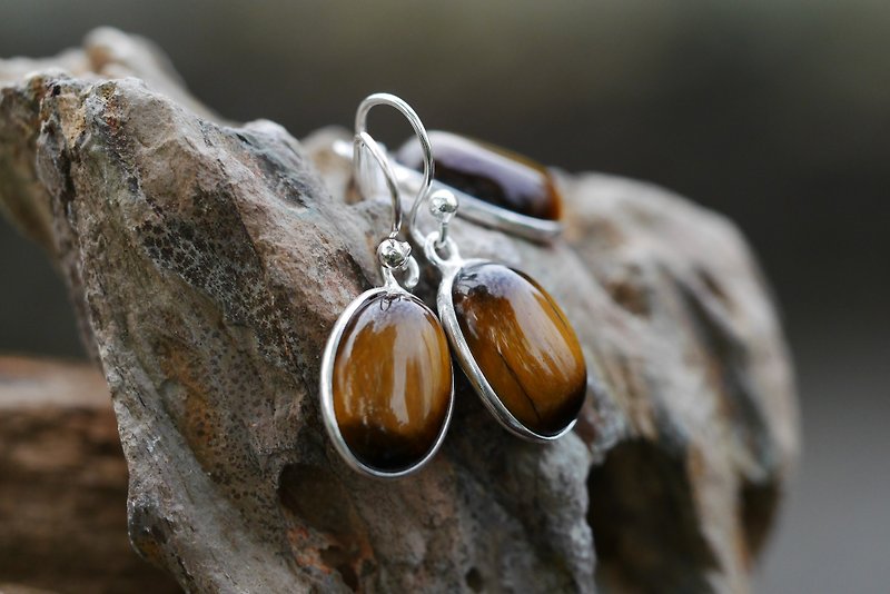 Stone. Two-piece set (earrings + pendant)∣Gift Mother's Day Graduation - Necklaces - Gemstone Brown