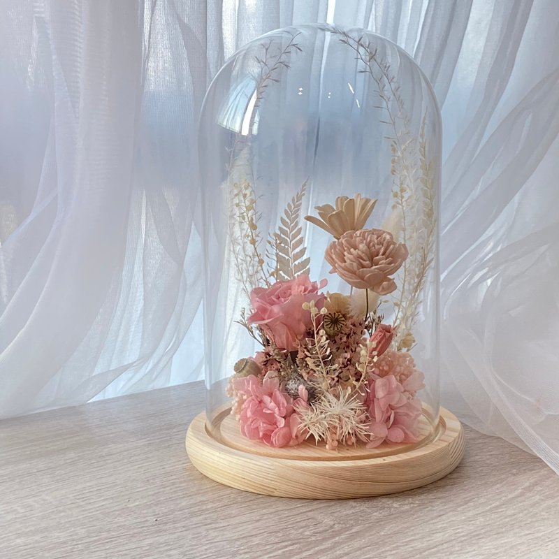 Dried flower glass cover never withered flower birthday gift - ตกแต่งต้นไม้ - พืช/ดอกไม้ สึชมพู