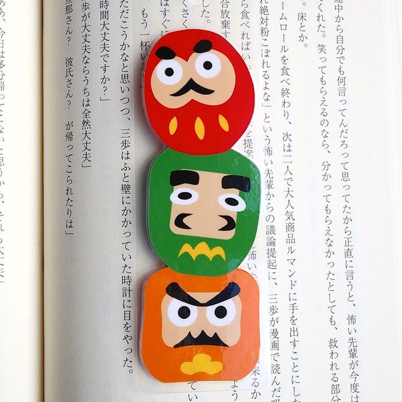 Double-sided illustrations, a great bookmark to accompany your reading, laminated bookmark//Daruma - Bookmarks - Other Materials Red