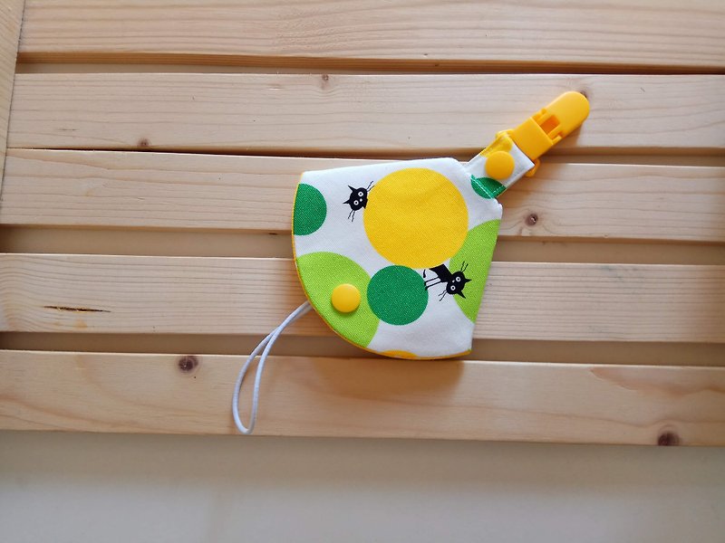 Bubble cat two-in-one pacifier clip < pacifier dust bag + pacifier clip> dual function 1 into - Baby Gift Sets - Cotton & Hemp Yellow