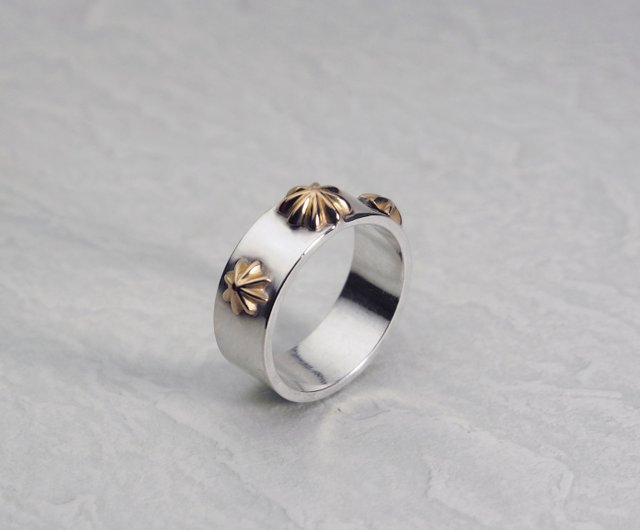 Triconcho Silver ring with 18K Gold concho