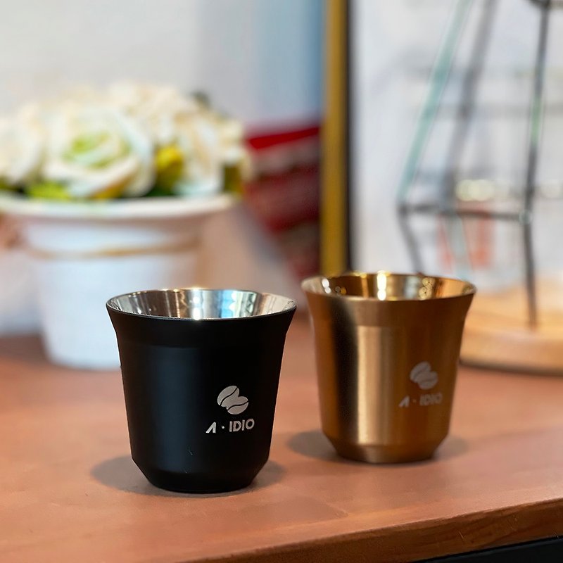 A-IDIO 璀璨不鏽鋼雙層對杯(香檳金&霧黑色) - 咖啡杯/馬克杯 - 不鏽鋼 金色