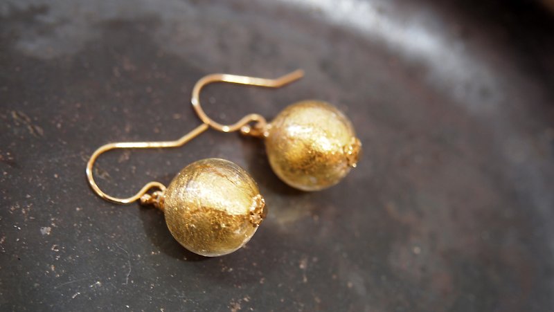 #GE006(M) Murano Glass Beads Earring - Earrings & Clip-ons - Glass Orange