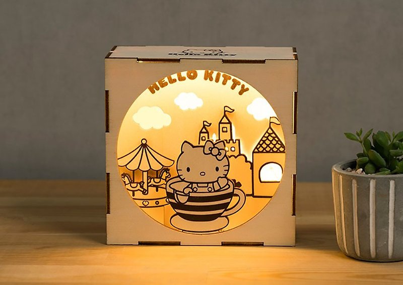[DIY hand-made] Sanrio HELLO KITTY amusement park night light kit - งานไม้/ไม้ไผ่/ตัดกระดาษ - ไม้ สีกากี