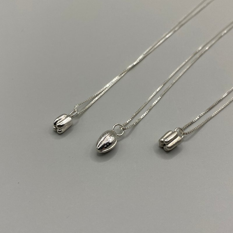 Pollen Series Claro Necklace Coffee Bean Necklace Sterling Silver Necklace - สร้อยคอ - เงินแท้ สีเงิน