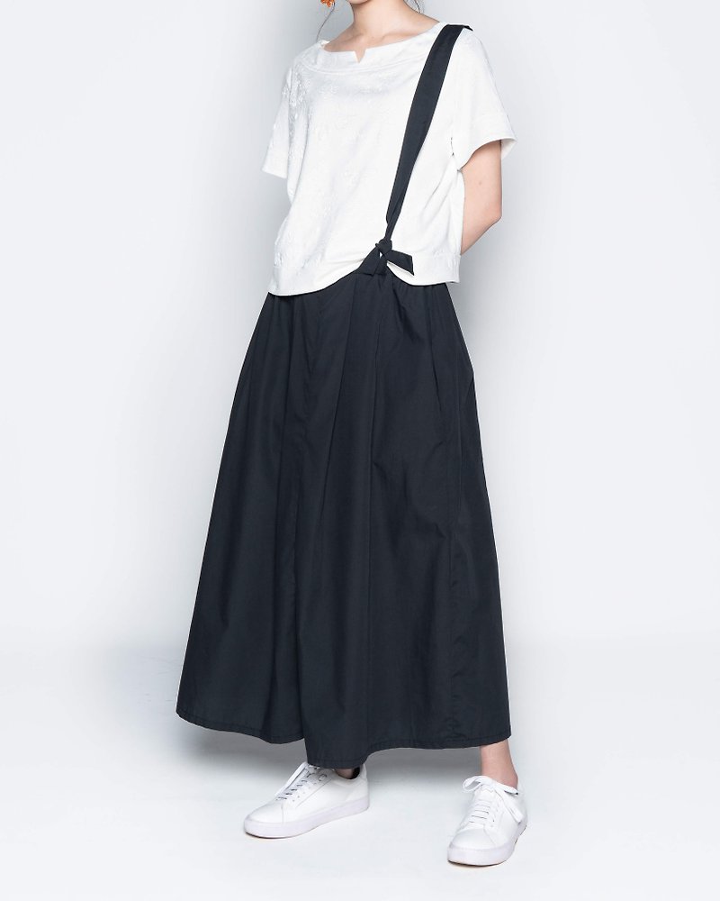 Multi-Pattern Low-Rise Pleated Wide Pants-Black - Overalls & Jumpsuits - Polyester Black