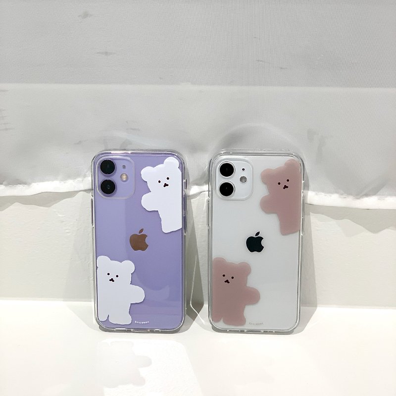 韓國文創 Chanibear Phone case -jellhard, Twin bear 2type 舒适的使用和保护 - Phone Cases - Other Materials 