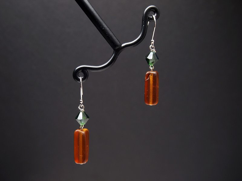 Murano Glass Beads Earring #GE0432 - ต่างหู - แก้ว สีนำ้ตาล