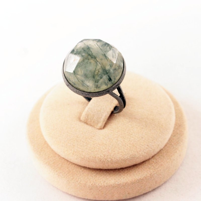 Green Grossular Garnet Adjustable Ring Round Sage Mint Green Stone Jewelry Ring - 戒指 - 半寶石 綠色