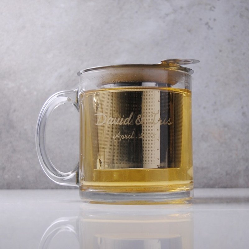 350cc [her husband's] heat tea cup mug (with tea interval) - Mugs - Glass Orange